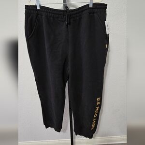 U.S. Polo Assn. Black Sweatpants with Gold Lettering